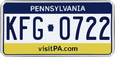 PA license plate KFG0722