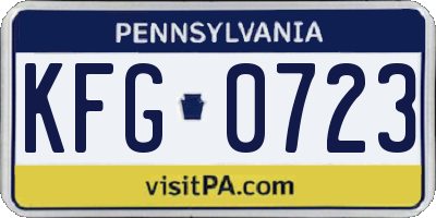 PA license plate KFG0723
