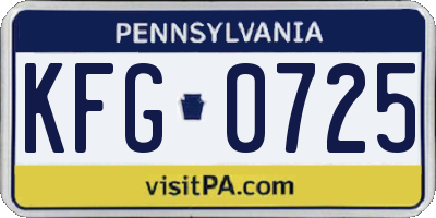 PA license plate KFG0725