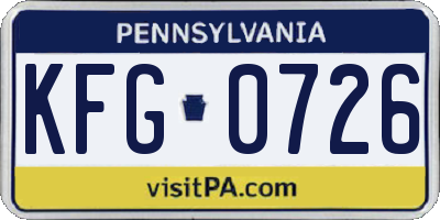 PA license plate KFG0726