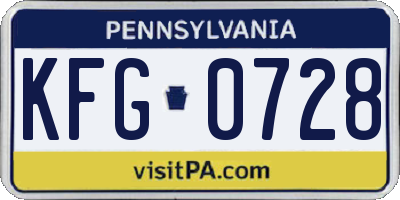 PA license plate KFG0728