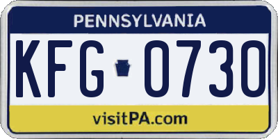 PA license plate KFG0730