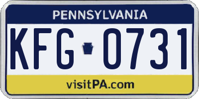 PA license plate KFG0731