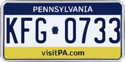 PA license plate KFG0733