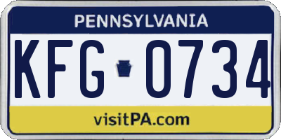 PA license plate KFG0734