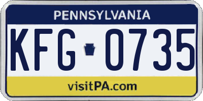 PA license plate KFG0735
