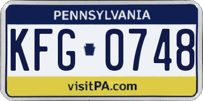 PA license plate KFG0748