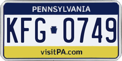 PA license plate KFG0749