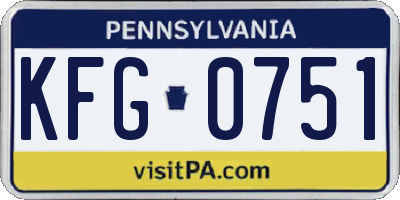 PA license plate KFG0751