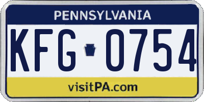 PA license plate KFG0754