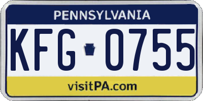 PA license plate KFG0755