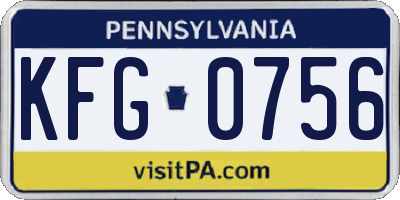 PA license plate KFG0756