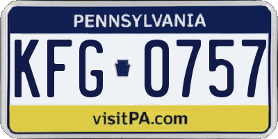 PA license plate KFG0757