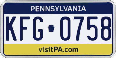 PA license plate KFG0758