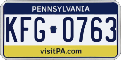 PA license plate KFG0763
