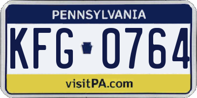 PA license plate KFG0764