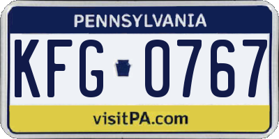 PA license plate KFG0767