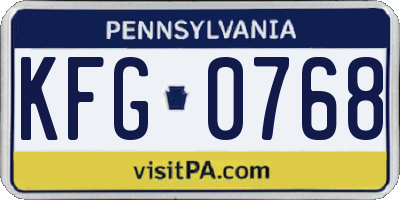 PA license plate KFG0768
