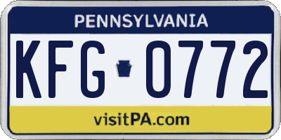 PA license plate KFG0772
