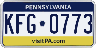 PA license plate KFG0773