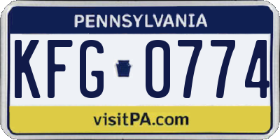 PA license plate KFG0774