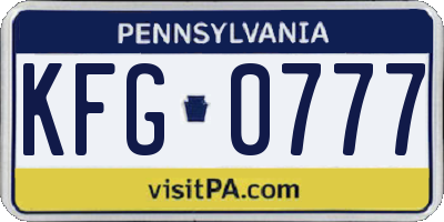 PA license plate KFG0777