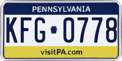 PA license plate KFG0778
