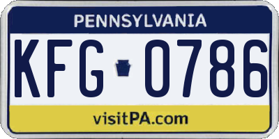 PA license plate KFG0786