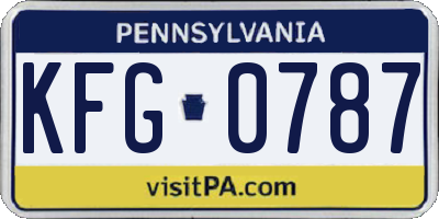 PA license plate KFG0787