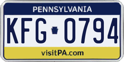 PA license plate KFG0794