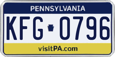 PA license plate KFG0796