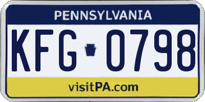 PA license plate KFG0798