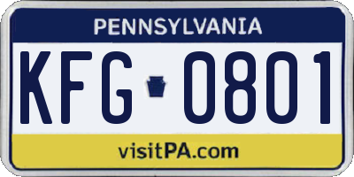 PA license plate KFG0801
