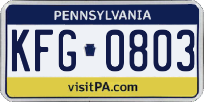 PA license plate KFG0803
