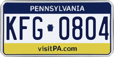 PA license plate KFG0804