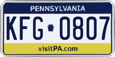 PA license plate KFG0807
