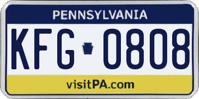 PA license plate KFG0808