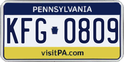 PA license plate KFG0809