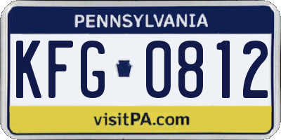 PA license plate KFG0812