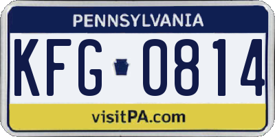 PA license plate KFG0814