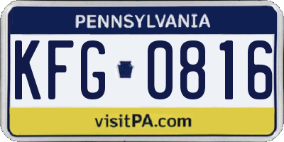 PA license plate KFG0816