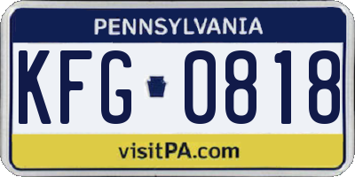 PA license plate KFG0818