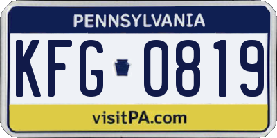 PA license plate KFG0819