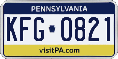 PA license plate KFG0821