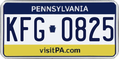 PA license plate KFG0825