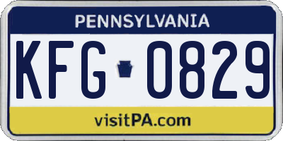 PA license plate KFG0829