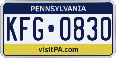 PA license plate KFG0830