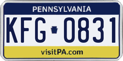 PA license plate KFG0831