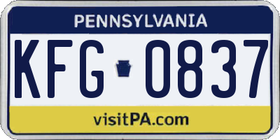 PA license plate KFG0837