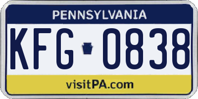 PA license plate KFG0838